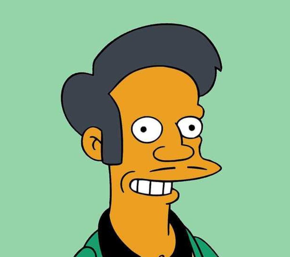 Apu Nahasapeemapetilon in his classic green Kwik-E-Mart look from The Simpsons. Image: Fox
