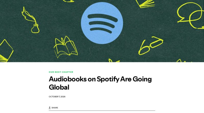 Captura del anuncio de Spotify For the Record Audiobooks on Spotify Are Going Global, del 7 de octubre de 2026. Imagen: Spotify