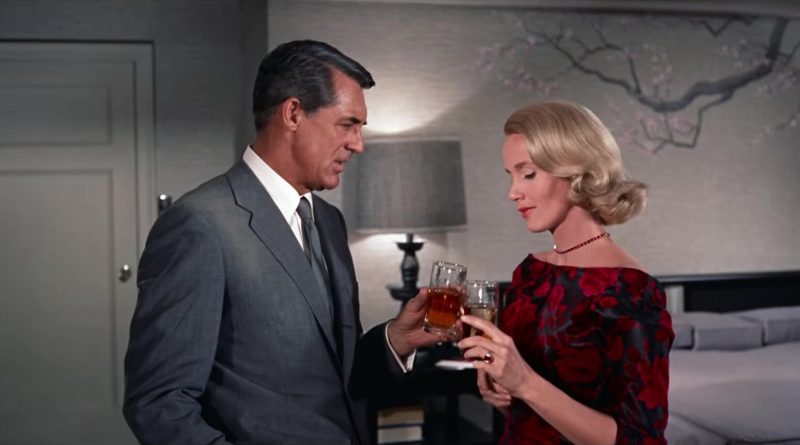Eva Marie Saint and Cary Grant share a drink in a hotel room scene from North by Northwest. Image: Warner Bros. Entertainment, official trailer