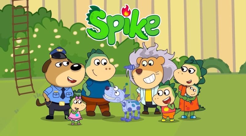 Key art for Spike: the young green dragon Spike with his family and friends in a garden under the show's logo. Image: Bored Panda